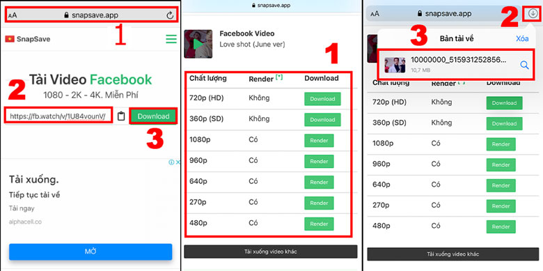 Download video facebook với snapsave
