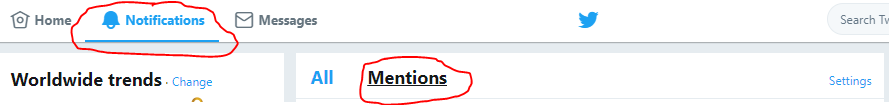 Twitter notifications "Mentions" filter