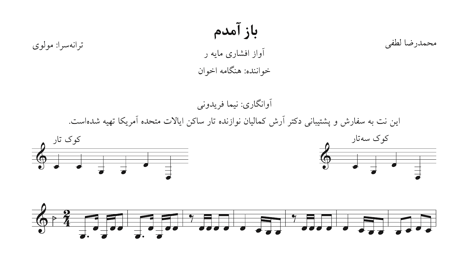 نت باز آمدم محمدرضا لطفی هنگامه اخوان