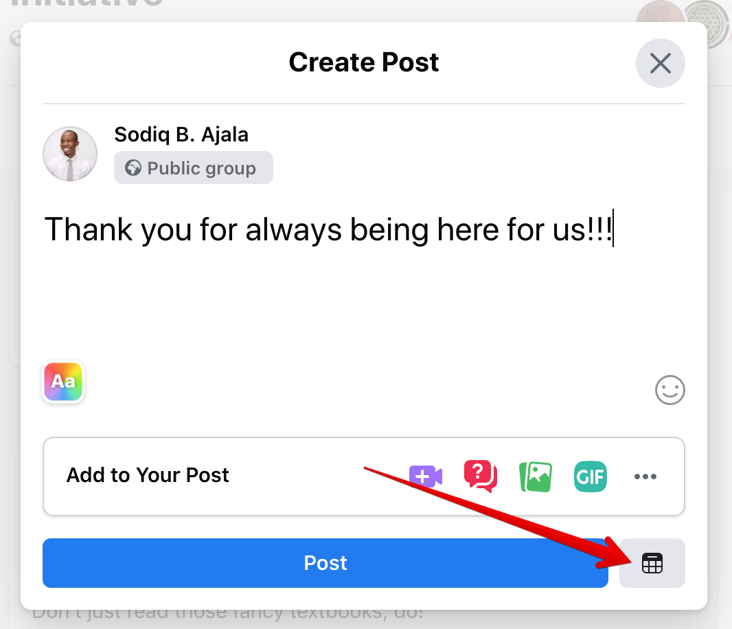 Schedule posts on Facebook groups