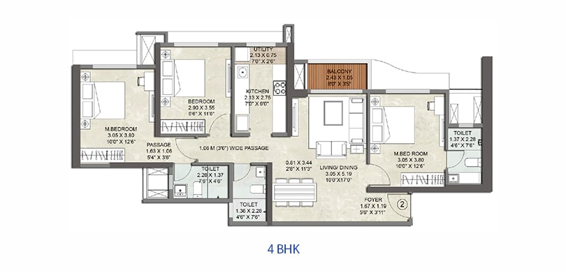 Kalpataru Srishti 4 BHK Floor Plan