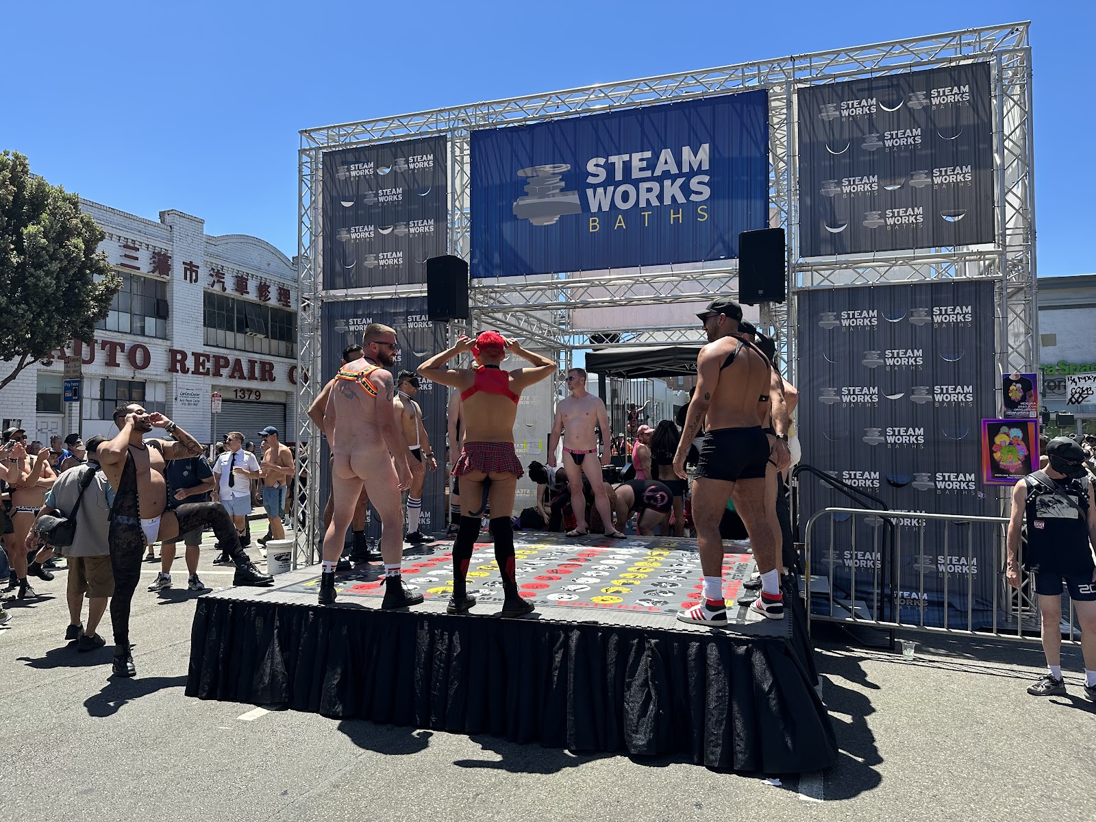 Steamworks gay bathhouse stage at Dore Alley Street fair 2023