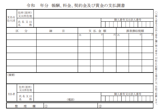 報酬・料金・契約金及び賞金の支払調書