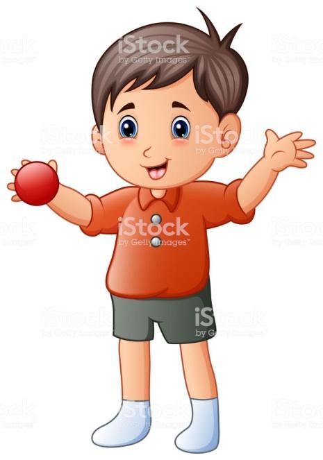 Ilustración de Dibujos Animados De Niño Jugando A La Pelota Roja y ...