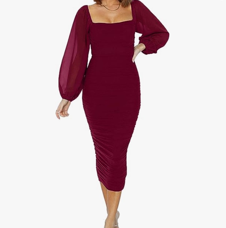 Sexy Ruch Cocktail Midi Dresses