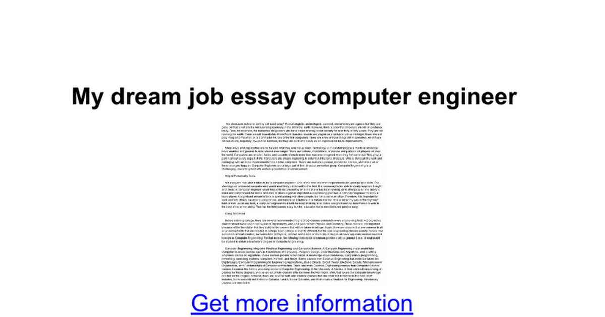 Dream job essay