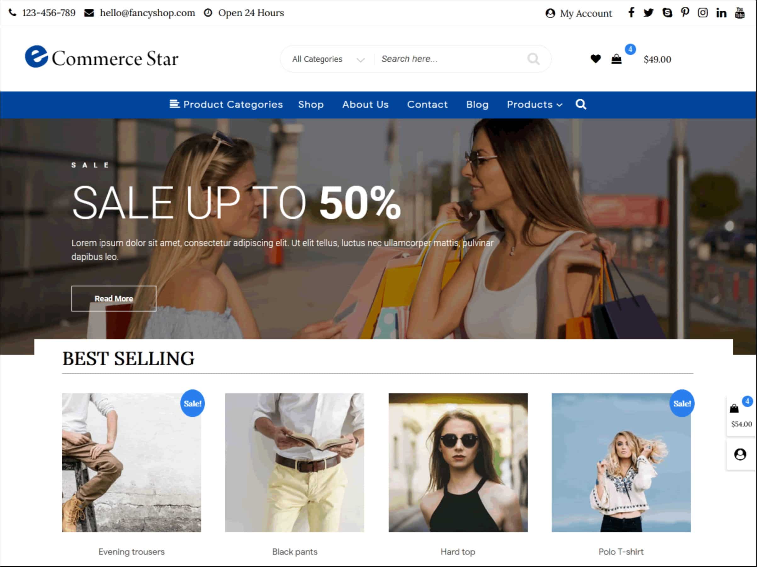 web bán hàng đẹp ecomercestar