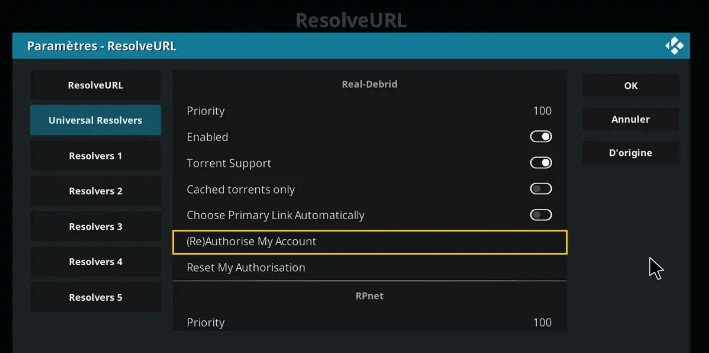 real debrid setup on kodi