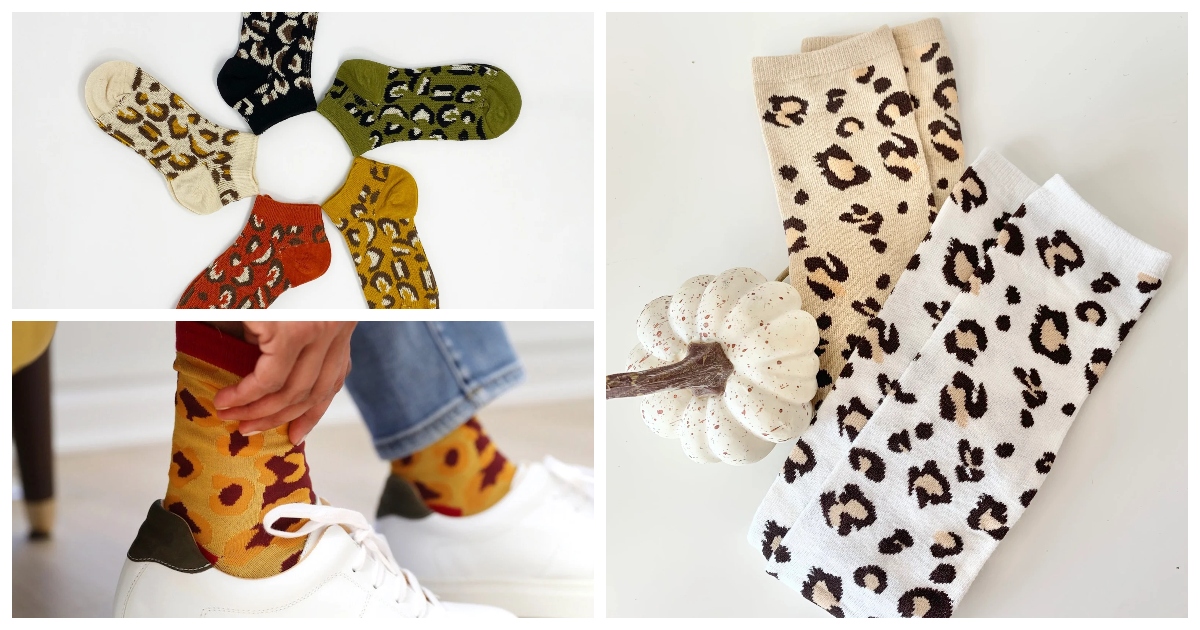 etsy socks leopard