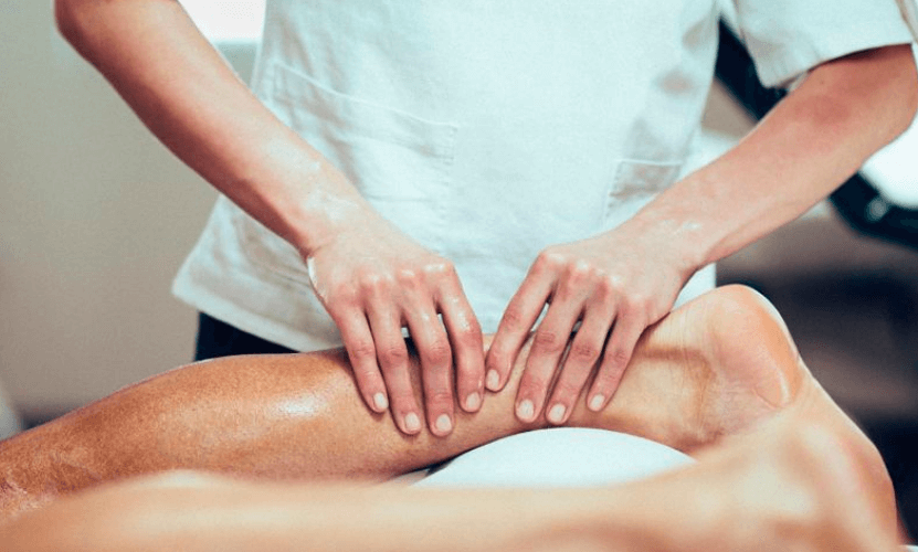 Image of ankle massage to help break down internal soft tissue.