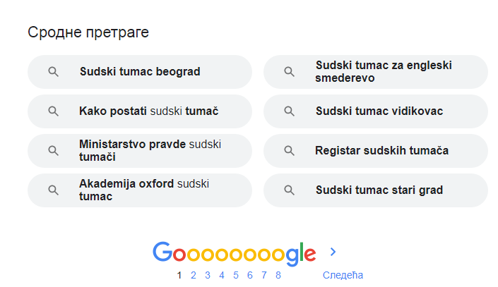 primer google pretraga sudski prevodilac 