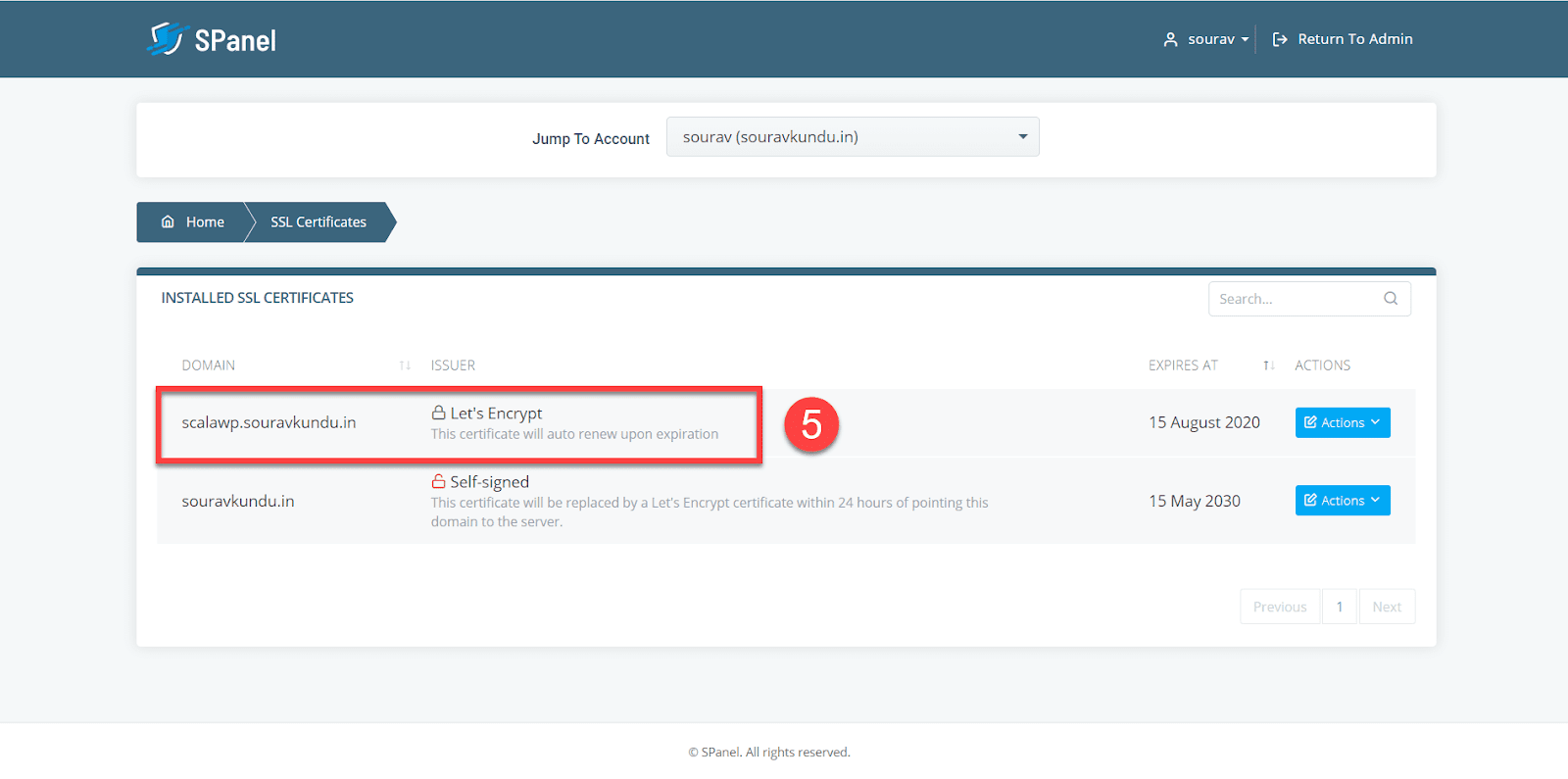 Como instalar o certificado SSL gratuito no Scala SPanel parte 5