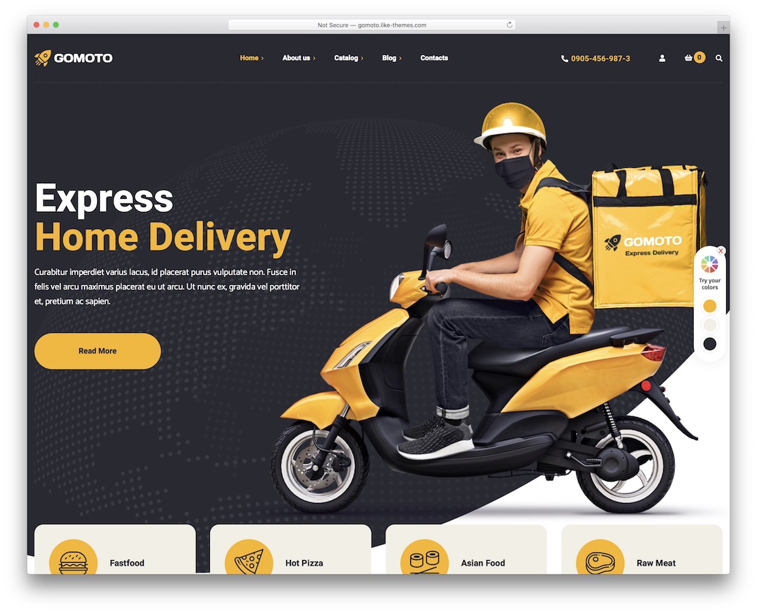 tema wordpress de entrega de comida gomoto