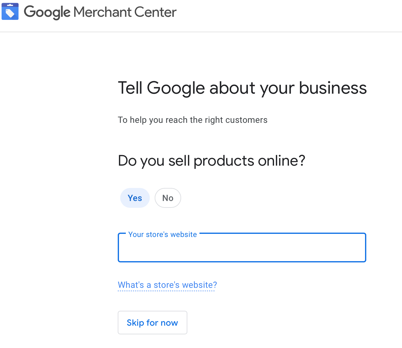 Création de Google Merchant Center
