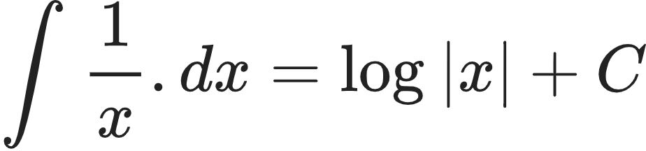 {"type":"align*","font":{"color":"#222222","size":10,"family":"Arial"},"id":"17-0-2-1-1","code":"\\begin{align*}\n{\\int_{}^{}\\frac{1}{x}.dx}&={\\log_{}\\left|x\\right|+C}\t\n\\end{align*}","ts":1604063033069,"cs":"u252KrgKHZBBEWdY6ZffWQ==","size":{"width":153,"height":36}}