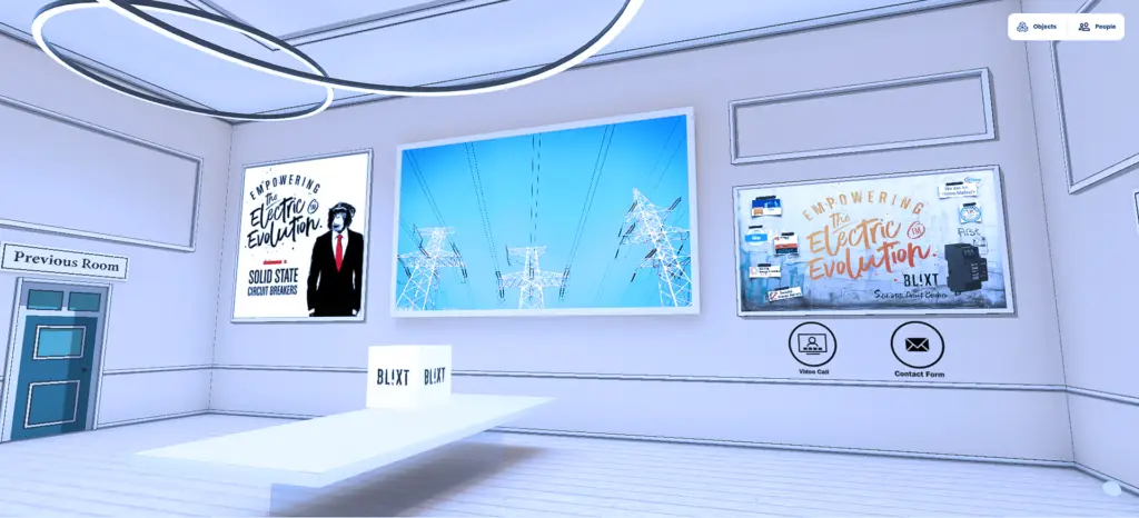 Virtual showroom -ympäristö.
