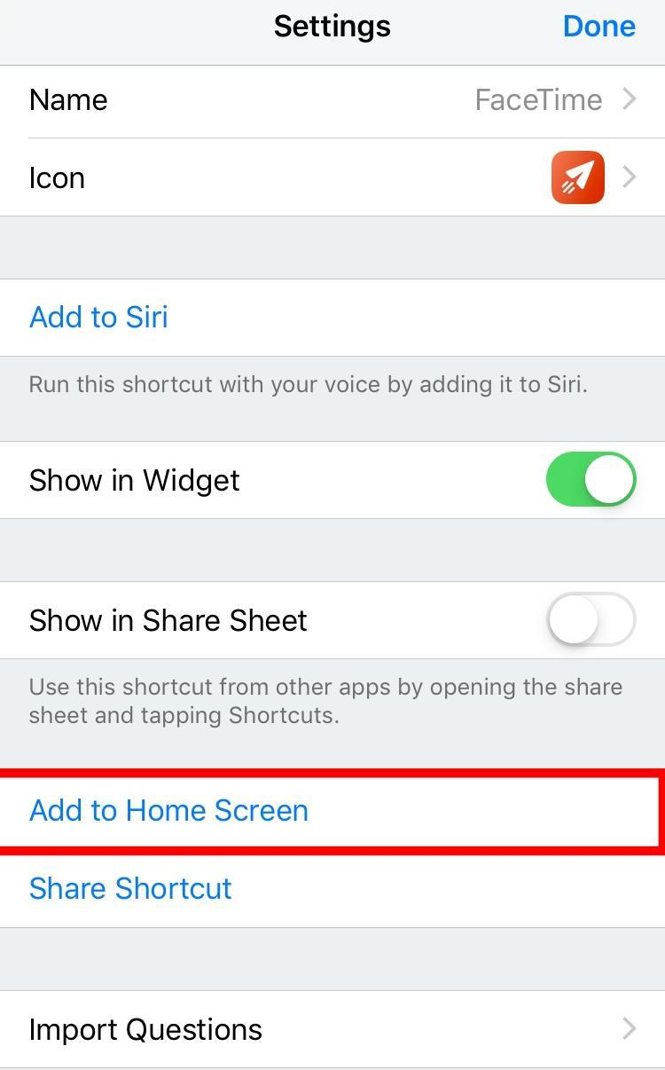 On the Settings page, select Add to Home Screen