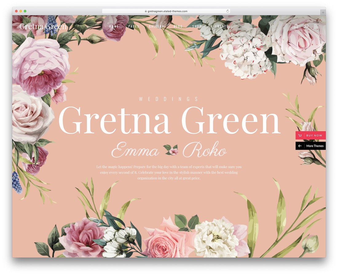 tema de boda de gretna wordpress