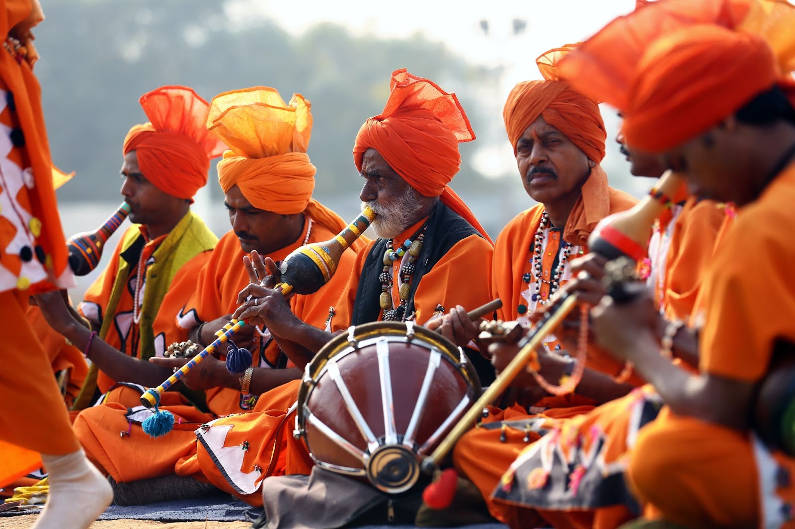 festive Indian band playing traditional music