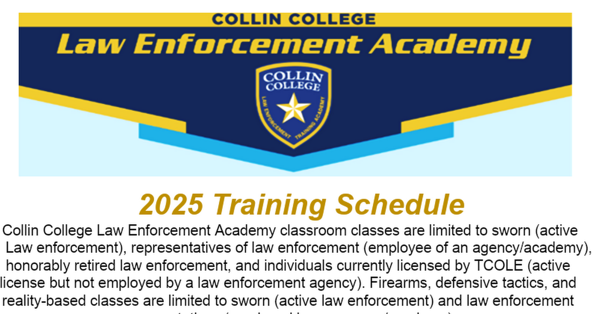 2020 Collin College Law Enforcement Training Schedule Google Docs