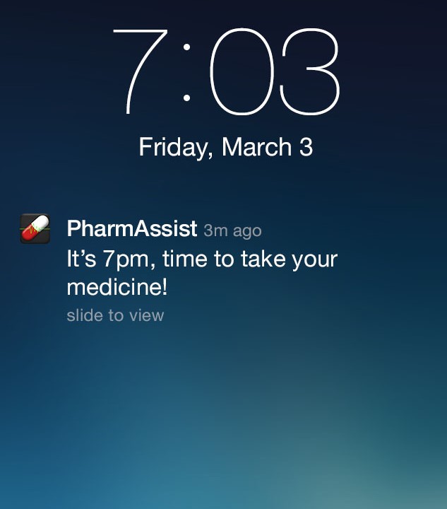Medicine reminder HealthTech push notification template