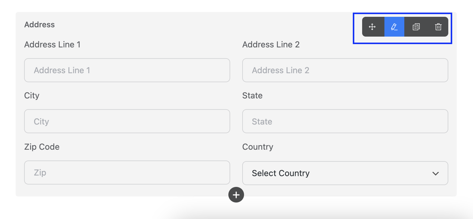 Address field, fluent forms