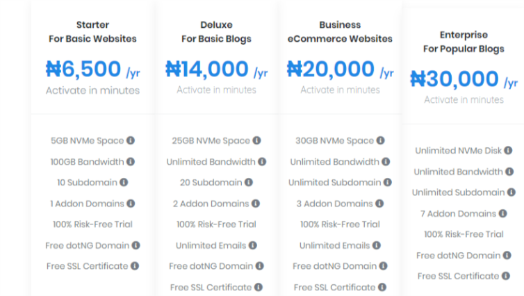 Betahost247 web hosting price in Nigeria