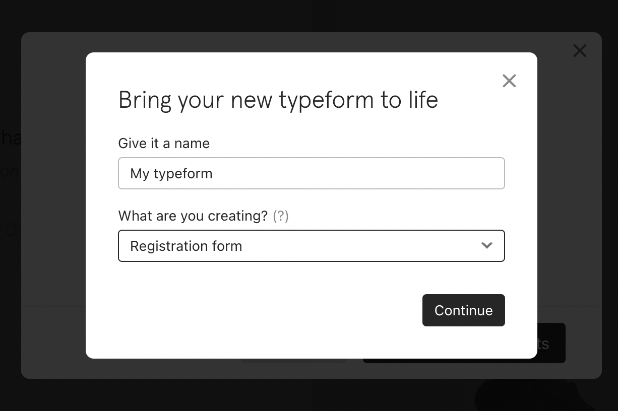 Name a form, Typeform