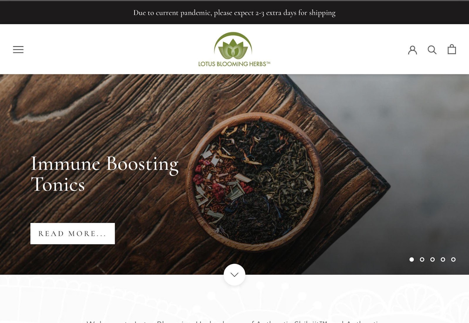 Lotus Blooming Herbs landing page