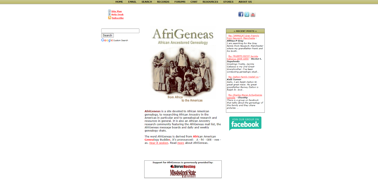 AfriGeneas.org’s landing page