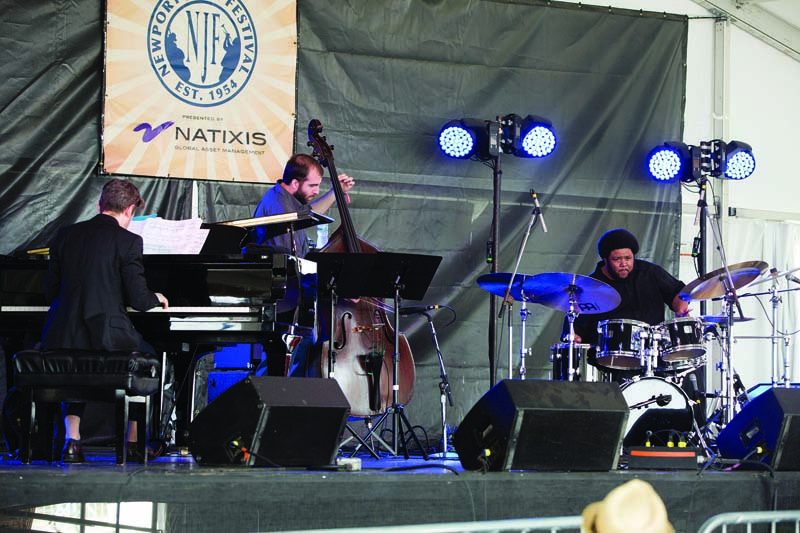 Tyshawn Sorey's Alloy, featuring pianist Cory Smythe and bassist Christopher Tordini, performs at the Newport Jazz Festival in July