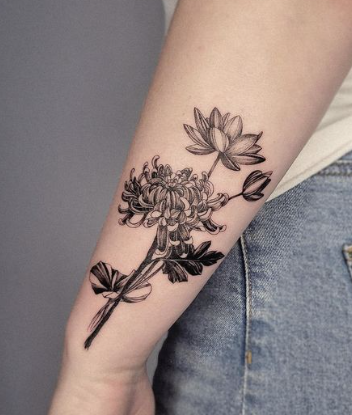 Lotus And Chrysanthemum Tattoo