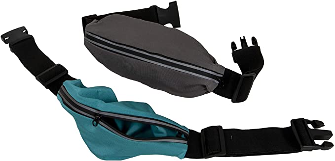 EvriFit Hip Pack, Adjustable No-Bounce Hydration Belt for Men and Women, Running Fanny Pack with Secure Zipper Pocket, Teal and Gray