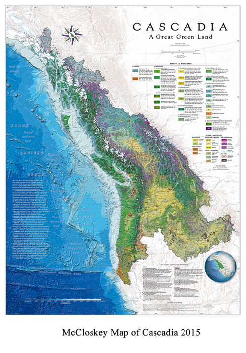 Image of the Cascadia Bioregion, by David McCloskey,  Cascadia Institute.