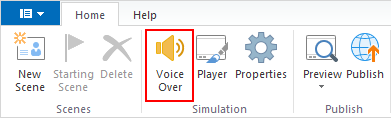 Click Voice Over on the upper left corner on the ribbon.