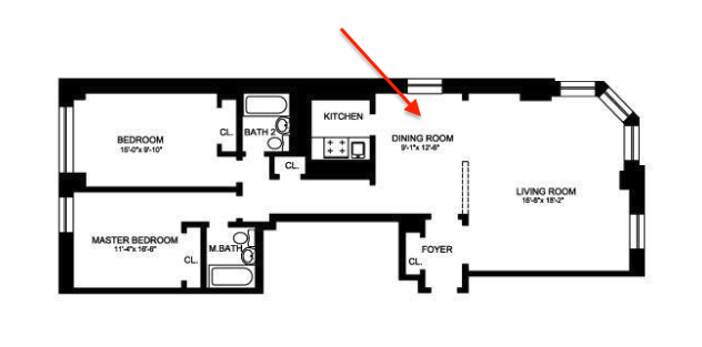 1400 N Lake Shore two bedroom floor plan