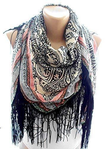 Amazon.com: Bohemian style scarf with tassel, scarves for women, cozy scarf,  trendy scarf: Handmade