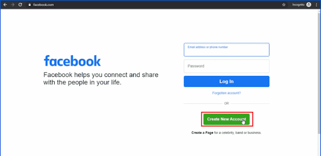 انشاء حساب فيس بوك على جهاز الكمبيوتر
