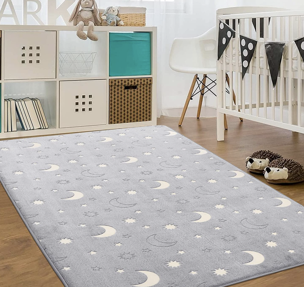 moon and star nursery rug grey 
