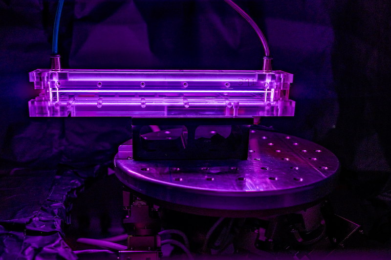 A capillary discharge waveguide used in BELLA experiments to generate multi-GeV electron beams, photographed at the Berkeley Lab Laser Accelerator (BELLA), Lawrence Berkeley National Laboratory, Berkeley, California, 05/25/2021. NOTE — THIS IS A COMPOSITE HDR IMAGE. (Credit: Thor Swift/Berkeley Lab)