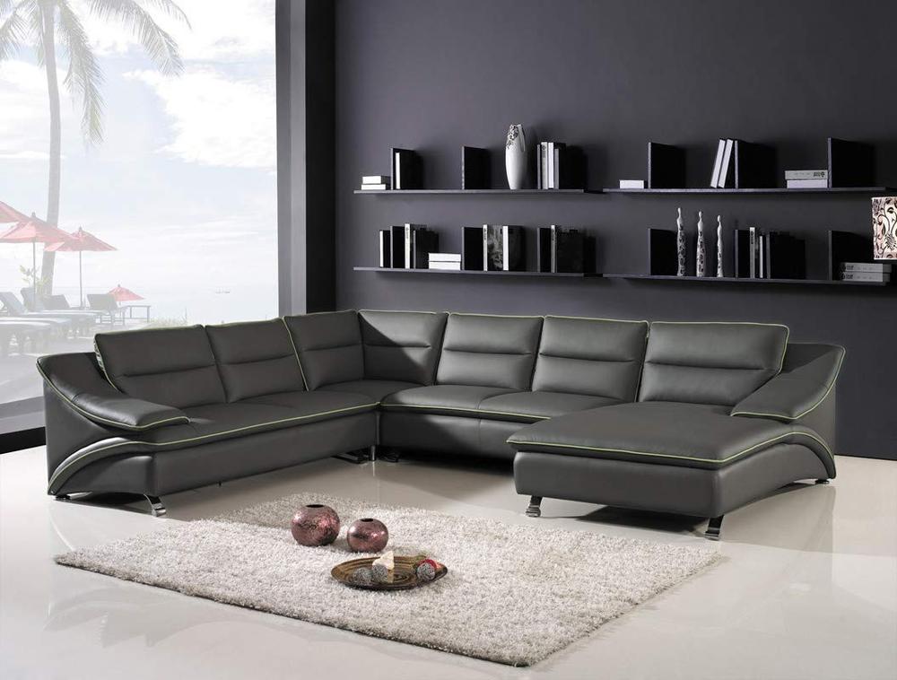 U Shape Sofa Set:- Melody Black Sectional Leatherette Sofa Set