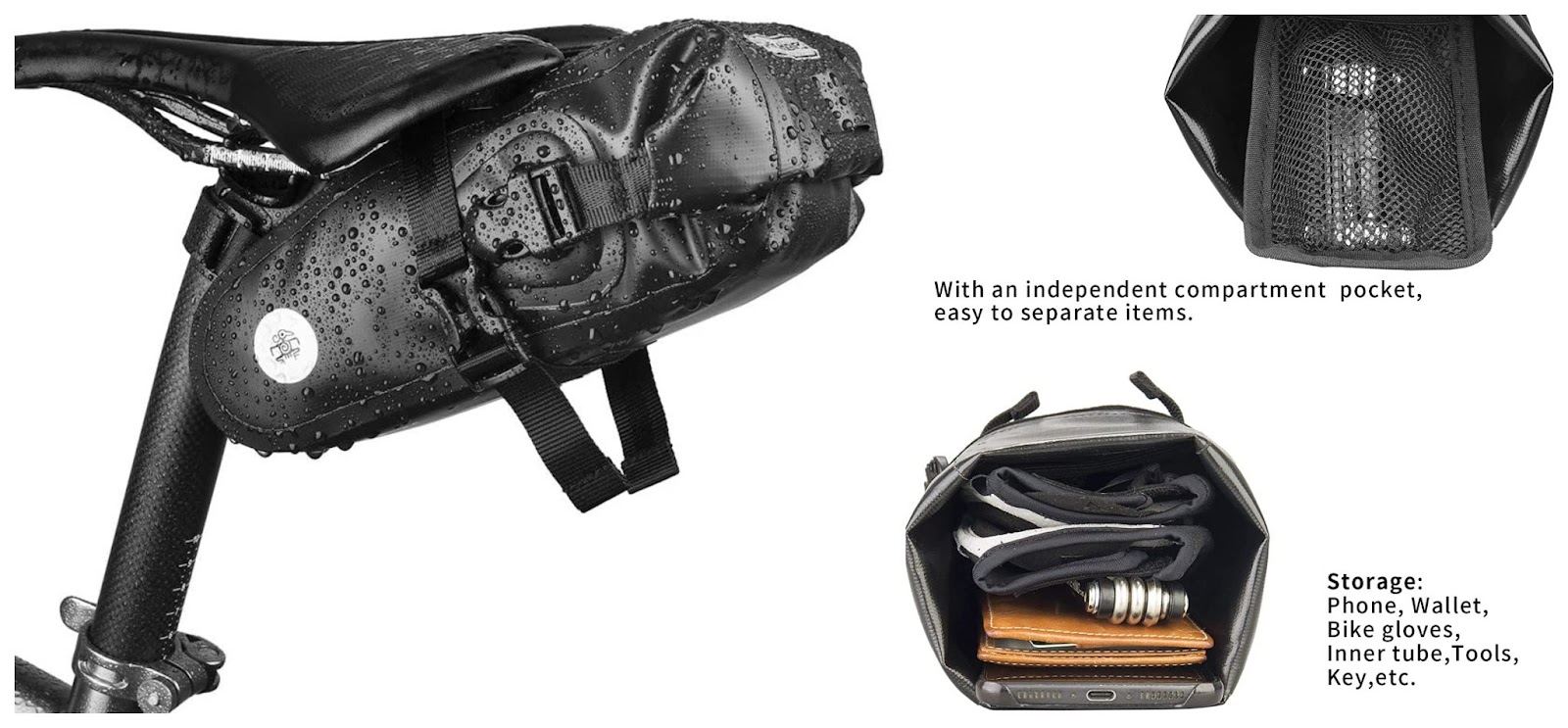 A saddlebag like this is a great way to store your essential mountain bike tool kit out of the way and keep your tools clean and dry. 