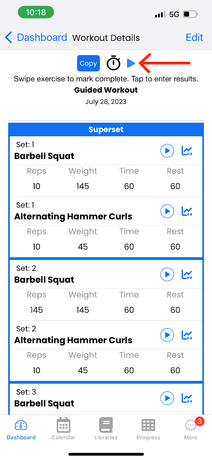 Guided workout in iOS App