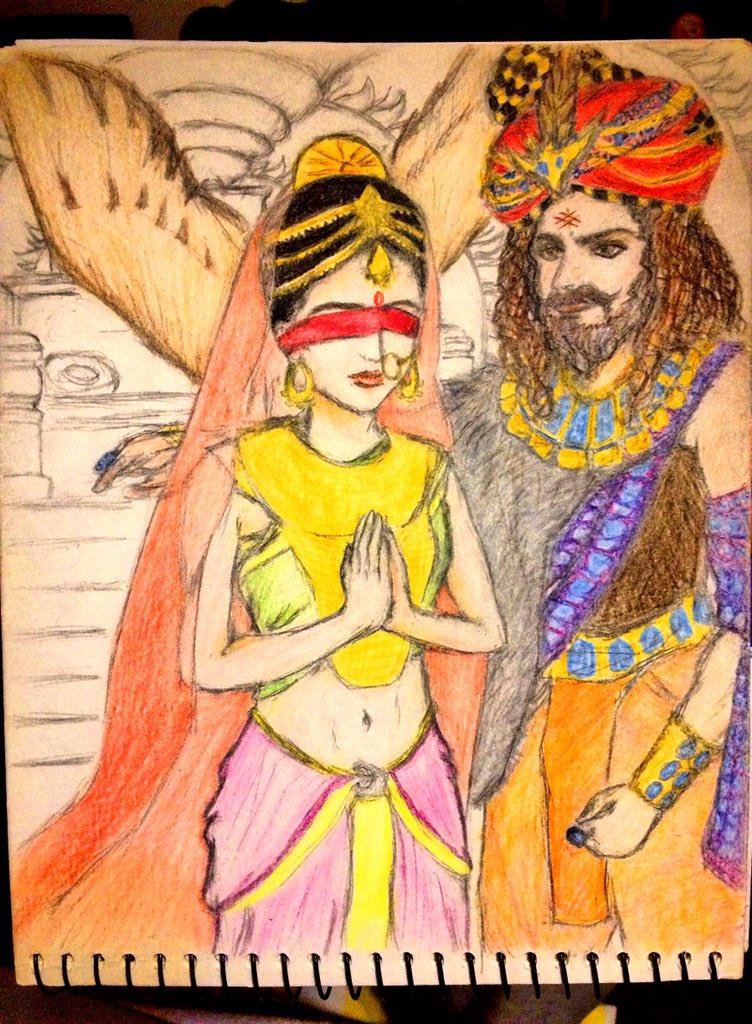 Blue Leaf on Twitter: &quot;I find this picture wich i drew years ago.  Gandhari&amp;Shakuni #mahabharat #shakuni #gandhari https://t.co/GHt6HHmx1b&quot; /  Twitter
