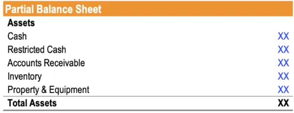 Restricted cash on a balance sheet