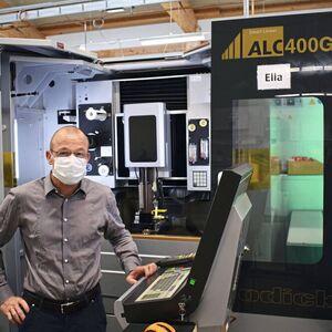 Patrick Lamprecht in front of his latest wire-cut EDM machine Sodick ALC400 G