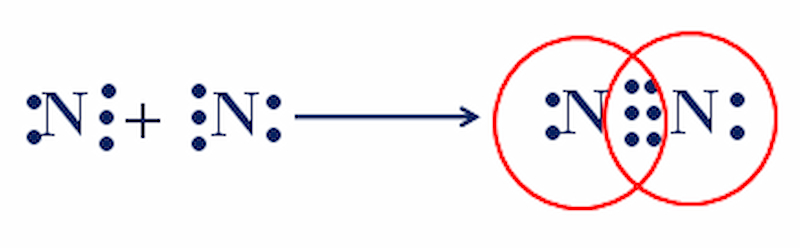 Sự hình thành của phân tử N2 - Ví dụ về liên kết cộng hoá trị
