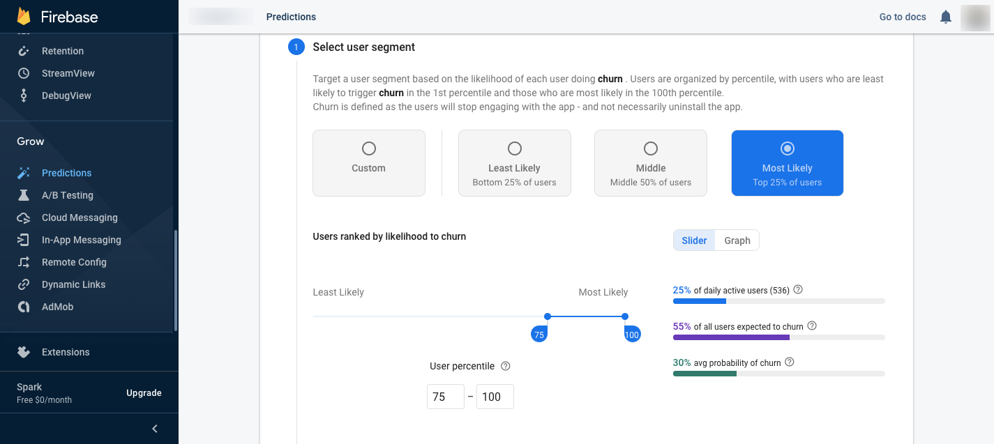 How to create a firebase prediction