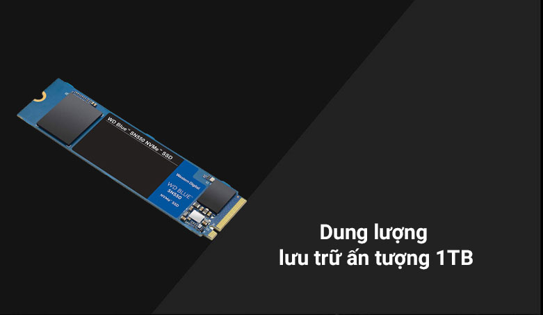 Ổ cứng SSD WD Blue SN550 1TB M.2 2280 NVMe Gen3 x4 (WDS100T2B0C) | Dung lượng lưu trữ ấn tượng 1TB