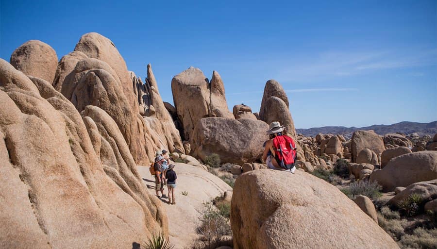 Scenic rocky trail amidst desert mountains - perfect for outdoor enthusiasts